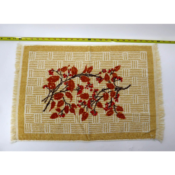 Vintage St. Mary's Bath & Hand Towel Set Gold Brown Red Fringe Retro Made In USA - Picture 5 of 5
